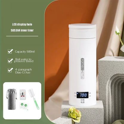Portable Electric Kettles Tea Coffee Kettle Mini Travel Boil Water Stewable Keep Warm Appliances Thermo Anti-Scald Bottle - AMULET RING STORE