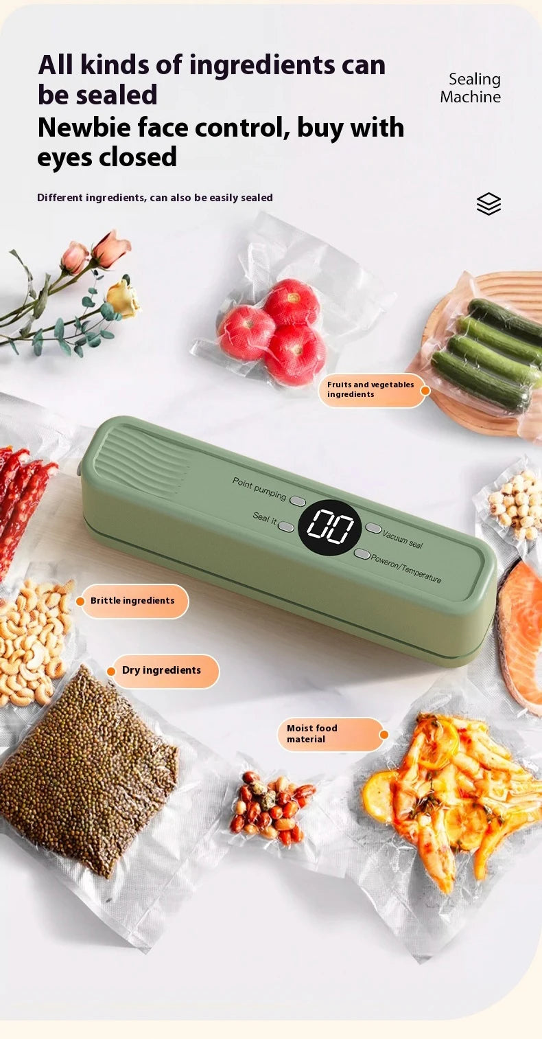 Wireless Vacuum Sealer Machine - 60KPA Powerful Suction, Portable Food Saver with 3 Temperature Levels,External Pumping Function - AMULET RING STORE