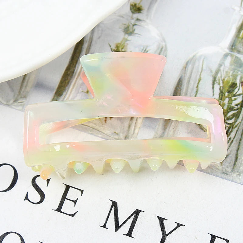 Mini Women's Hair Clips Colorful Geometric Hollow Crab Claw Clip Acetate Leopard Print Fashion Girls Hairpin Hair Accessories - AMULET RING STORE
