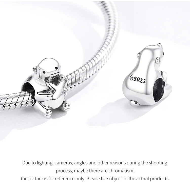 BISAER 925 Sterling Silver Charm Ocean Style Fish Dolphin Mermaid Shell Blue CZ Bead For Necklace&Bracelet DIY Fine Jewelry Gift - AMULET RING STORE