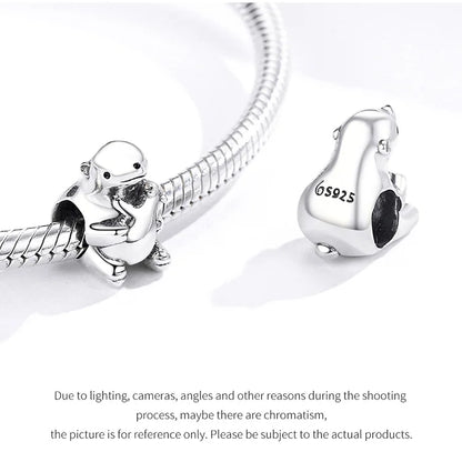 BISAER 925 Sterling Silver Charm Ocean Style Fish Dolphin Mermaid Shell Blue CZ Bead For Necklace&Bracelet DIY Fine Jewelry Gift - AMULET RING STORE