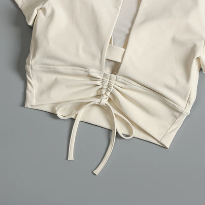 Yoga suit with chest pad sports beauty back fashionable quick-drying short-sleeved T-shirt running Pilates training fitness - AMULET RING STORE