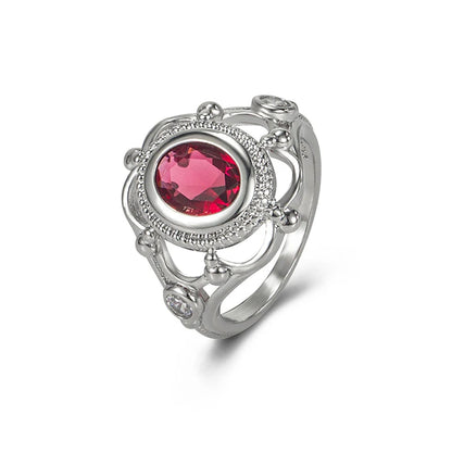 Engagement Proposal Ring Ruby Thai Silver 925 Gemstone Retro Rings for Women Men Anniversary Wedding Gift Jewelry