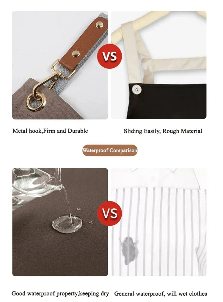 Waterproof Kitchen Apron Perfessional Kitchen Apron Restaurant Shop Waiter Work Uniform Women/Men With Pockets Cleaning Pinafore - AMULET RING STORE