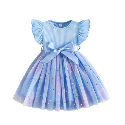 Baby Girl Cute Dress New Summer Toddler Kids Mesh Tutu Dresses Sequin Bow Children Birthday Party Dress Baby Girls Tulle Clothes
