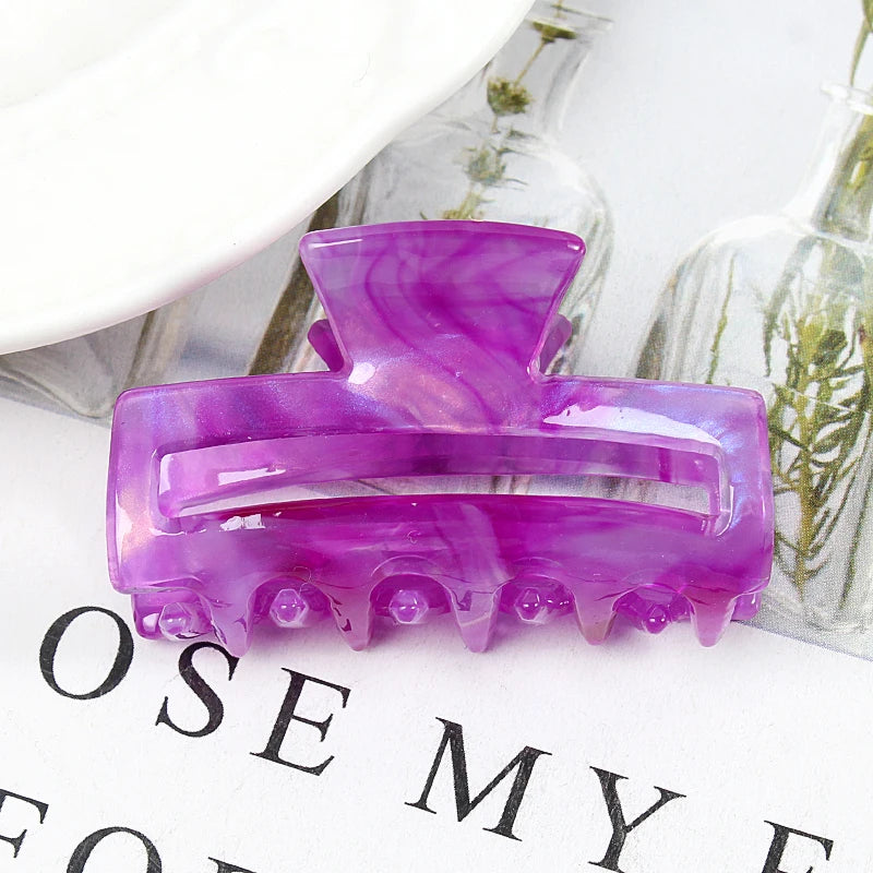 Mini Women's Hair Clips Colorful Geometric Hollow Crab Claw Clip Acetate Leopard Print Fashion Girls Hairpin Hair Accessories - AMULET RING STORE