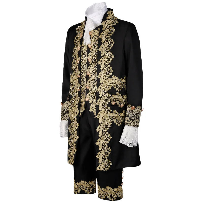 2025 New Medieval Vintage Prince Lace Suits for Men and Women, Halloween Performance Cosplay Three Piece Set(Blazer+Vest+Pants)