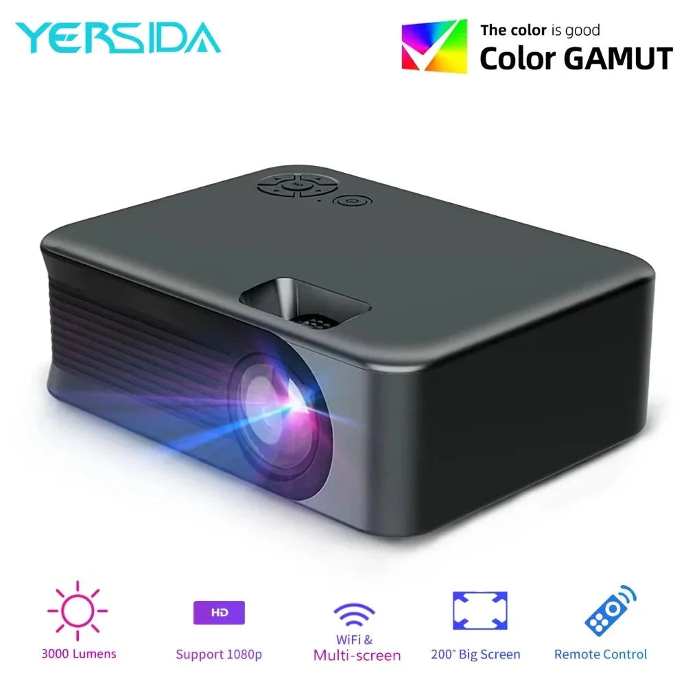 The YERSIDA A30C Wifi Mini Projector Cinema Syncs mobile phone with screen portable projector home supports 1080P movie projecto