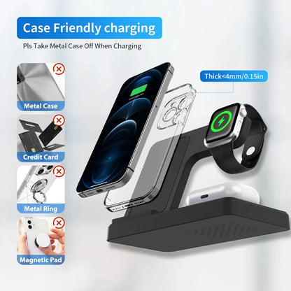 Magnetic Wireless Charger Fast 18W Adapter QC3.0 Certified Foldable Sleep-Friendly iPhone11-15 XS 8 Plus Samsung Galaxy iWatch