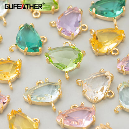 GUFEATHER ME92,jewelry accessories,18k gold rhodium plated,copper,glass,hand made,charms,diy pendants,jewelry making,6pcs/lot - AMULET RING STORE