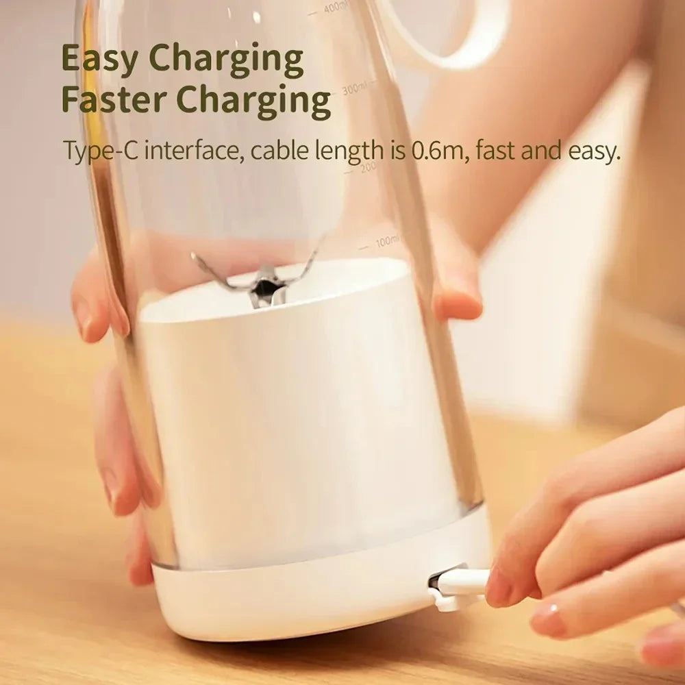 Portable juicer Fresh Juice Bottle Blender Plus 500ml Wireless Fruit Mixers 6 Blades 2400mAh Food Milkshake Ice Crush Cup - AMULET RING STORE