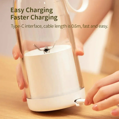 Portable juicer Fresh Juice Bottle Blender Plus 500ml Wireless Fruit Mixers 6 Blades 2400mAh Food Milkshake Ice Crush Cup - AMULET RING STORE