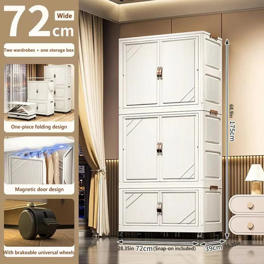 Multi-specification Multifunction White Folding Storage Cabinet Large Capacity Dustproof Wardrobe Storage Box - AMULET RING STORE