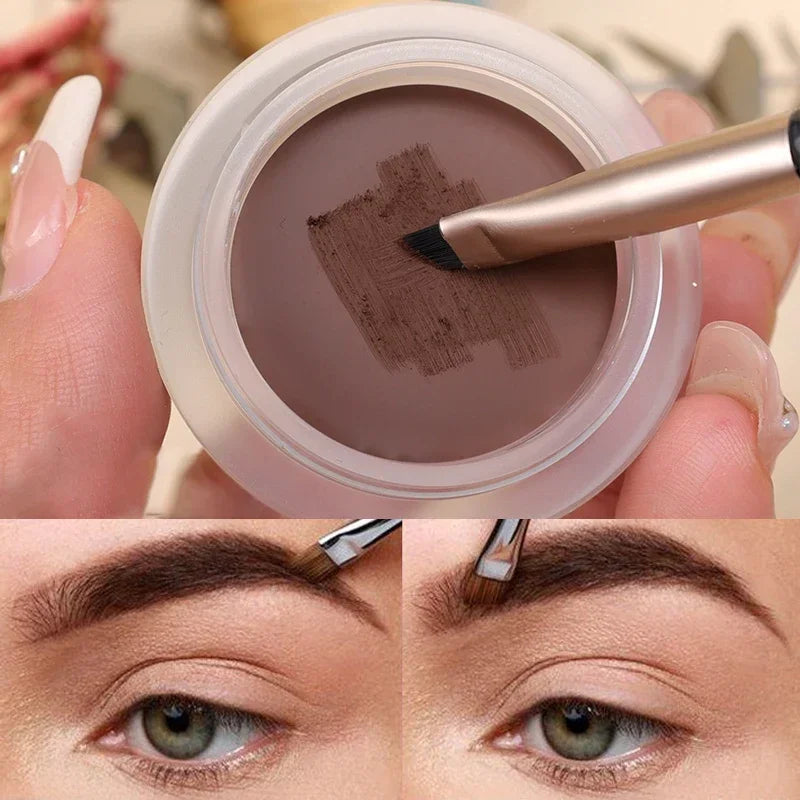 2 in 1 Eyeliner Eyebrow Gel Cream with Brush Waterproof Long-lasting Matte Black Brown Easy Wear Eyeliner Korean Makeup Cosmetic - AMULET RING STORE