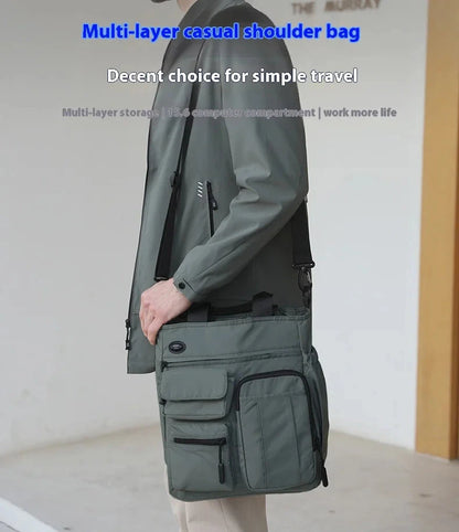 Business Men Shoulder Bag Multilayer Multifunctional Tablet and Document Handbag Diagonal Cross bag Leisure Briefcase