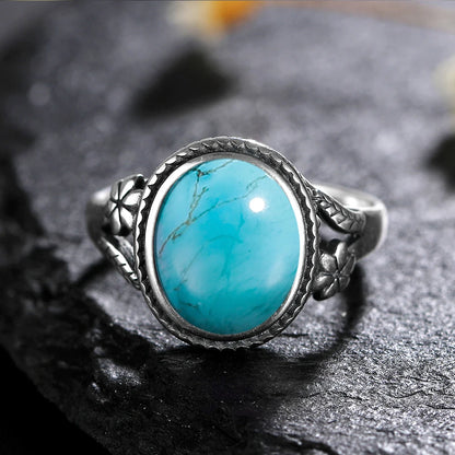 Natural 8*10MM Tiger's Eye Stone Finger Ring Fashion Jewelry Rings for Women Gift S925 Silver Flower Shaped Ring