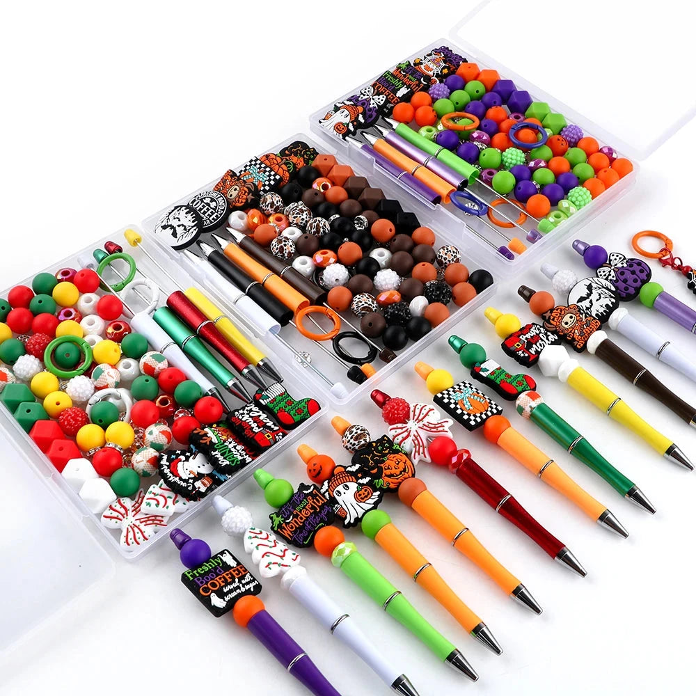 90pcs/Lot Boxed New Silicone Focus Beads/Printed/Pen/Acrylic Set For Jewelry DIY Bracelet Necklace Key Chain Earring Accessories - AMULET RING STORE