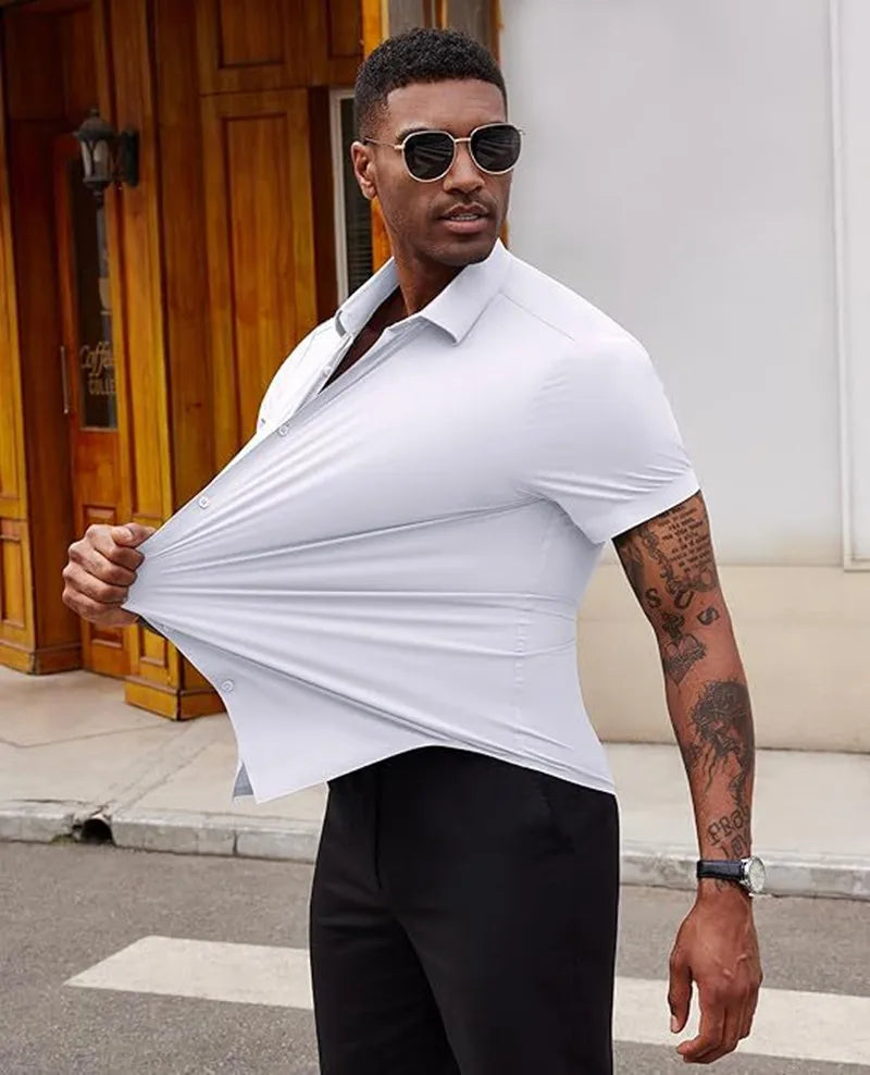 Men's Summer Business Shirt - Short Sleeve Wrinkle Free