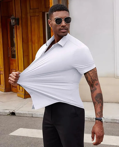 Men's Summer Business Shirt - Short Sleeve Wrinkle Free