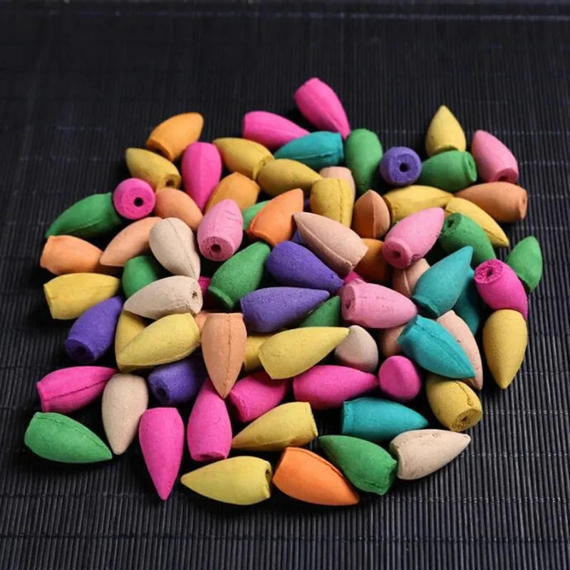 With 30 Incense Waterfall Incense Burner Ceramics Backflow Buddha Censer Backflow Incense Holder Home Office Yoga Teahouse Decor - AMULET RING STORE