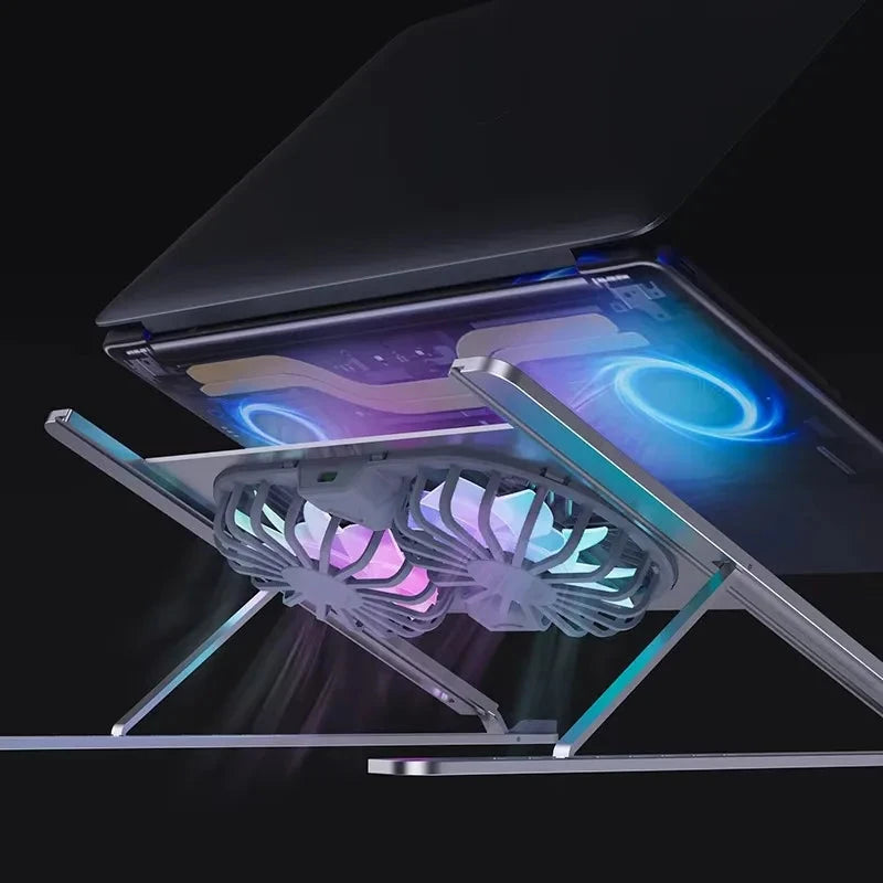 Desktop Aluminum Alloy Adjustable Big Fans Cooling Laptop Stand for 14 to 17.3inch Laptops - AMULET RING STORE