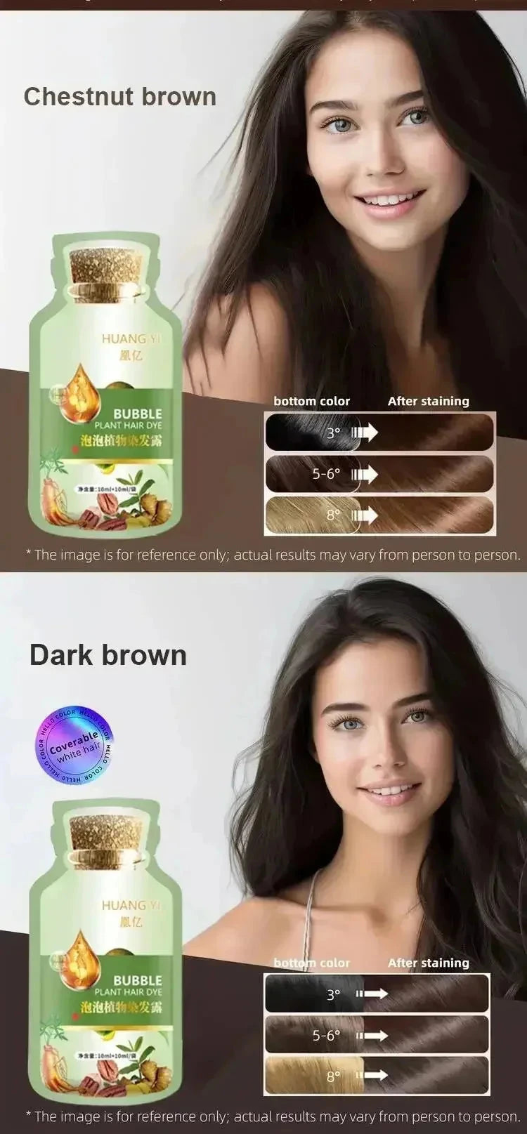 500ml Natural Herbal Hair Dye Shampoo 3 in 1 Change Hair Color Gray Hair to Dark Brown Black Deep Nourishing Fashion Hair Care - AMULET RING STORE