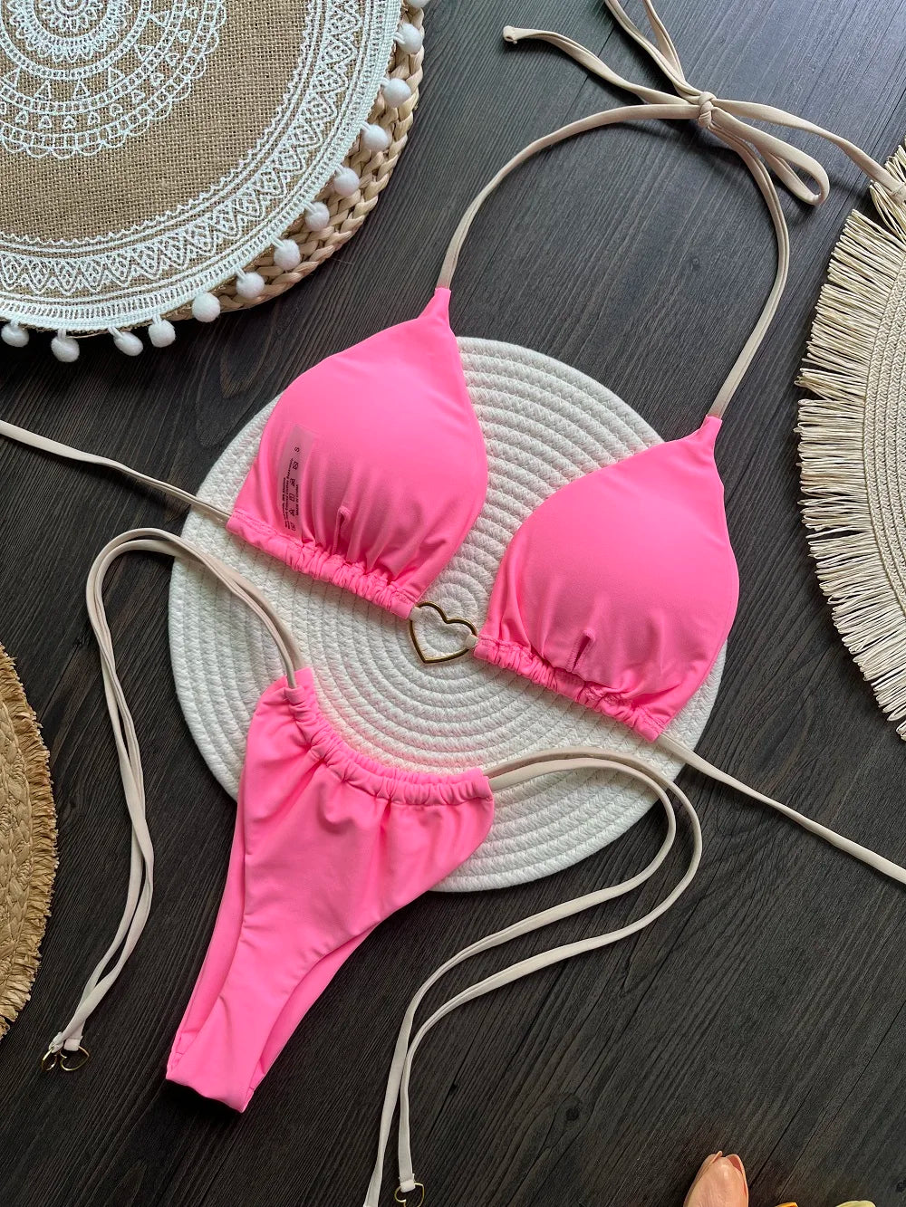 RUOTONSEPT Sexy Halter Solid color Bikini Set Women's Swimsuit Two-piece Triangle Thong Swimwear Bathing Suit Brazilian Biquinis - AMULET RING STORE