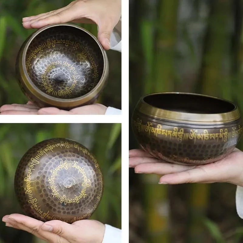 Nepal Handmade Tibetan Bowls Large Brass Singing Bowl Buddhist Meditation Sound Therapy Chakras Healing Sound Bowls Mindfulness - AMULET RING STORE