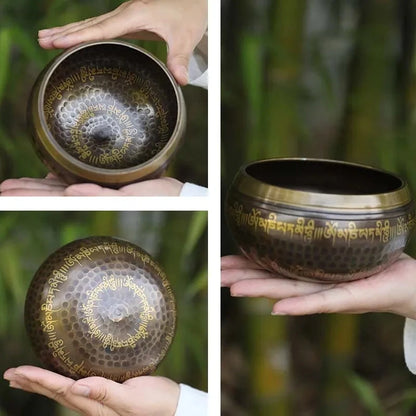 Nepal Handmade Tibetan Bowls Large Brass Singing Bowl Buddhist Meditation Sound Therapy Chakras Healing Sound Bowls Mindfulness - AMULET RING STORE
