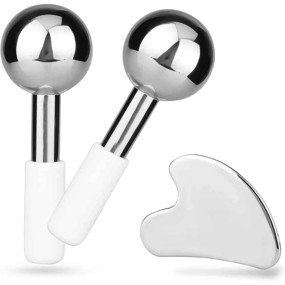 Facial Ice Globes Cold Hot Stainless Steel Facial Roller Skin Beauty Spa Cooling Globe Massage Ball Face Care Cryo Freeze Stick