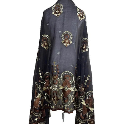 Sale 2025 New Dubai Islam Embroidered Shawl Soft Wool Jersey Hijab for Muslim Women Long Style New African Net for Spring Summer - AMULET RING STORE