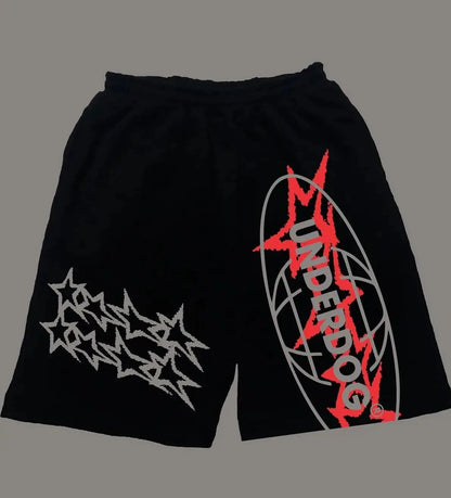 Y2K Vintage Gym Shorts Men Women Sports Low Waist Distressed Design Cotton Blend Quick Dry Athletic Wear Retro Street Style