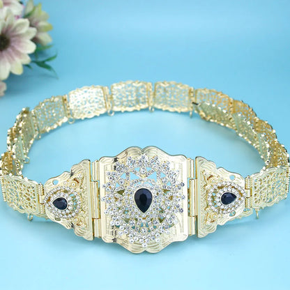 Arabic Style Women Belt Metal Waist Chain Adjustable Length Moroccan Caftan Belt