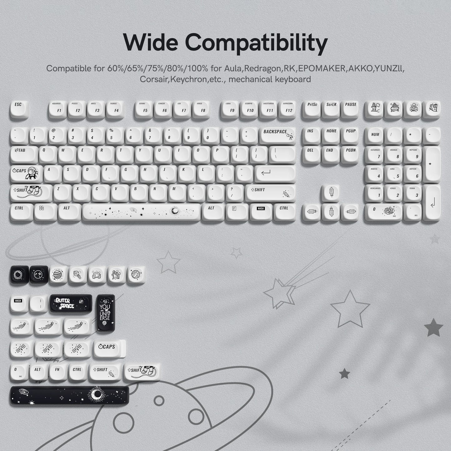 134 Keys Pink Cat  MOA Profile PBT Keycaps Customs Dye Sub Key caps for 61/87/104 Cherry MX Switch Gaming Mechanical Keyboard