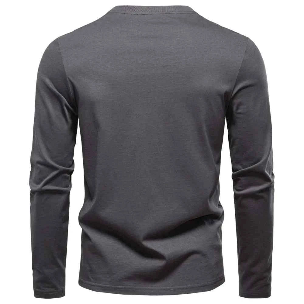 AIOPESON High Quality Men's long sleeve t-shirt Fashion pure cotton henley collar long t shirt man polera manga larga hombre