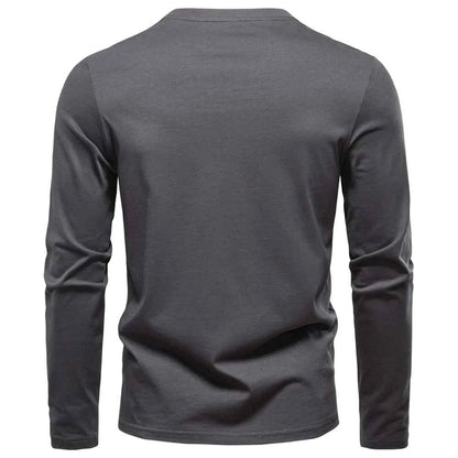 AIOPESON High Quality Men's long sleeve t-shirt Fashion pure cotton henley collar long t shirt man polera manga larga hombre