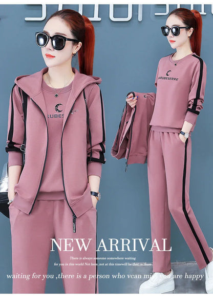 Spring Autumn Women Tracksuit Coats+Sweatshirts+Pants 3Pcs Suit Fashion Outfits Ladies Casual Clothing Sets Loose Sportswear