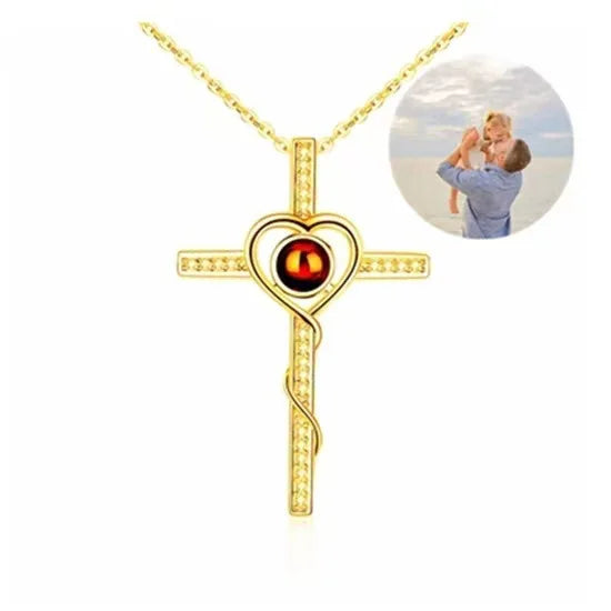 Fashion Projection Necklace Jewelry Personalized Photo Custom Cross Pendant Suitable For Male And Female Couples To Give Gifts - AMULET RING STORE