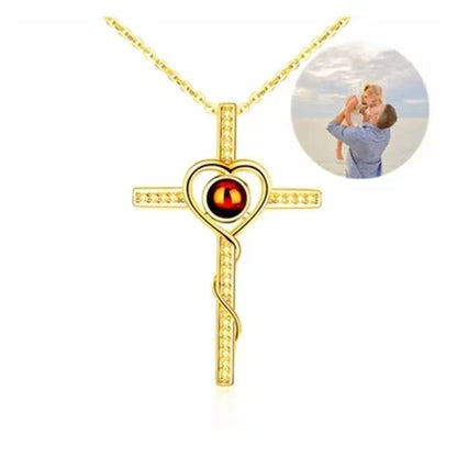 Fashion Projection Necklace Jewelry Personalized Photo Custom Cross Pendant Suitable For Male And Female Couples To Give Gifts - AMULET RING STORE