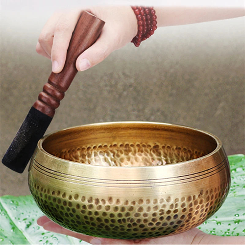 Nepal handmade Singing Bowl Tibet Buddha Sound Bowl Yoga Meditation Chanting Brass Chime Handicraft Music Therapy Tibetan - AMULET RING STORE