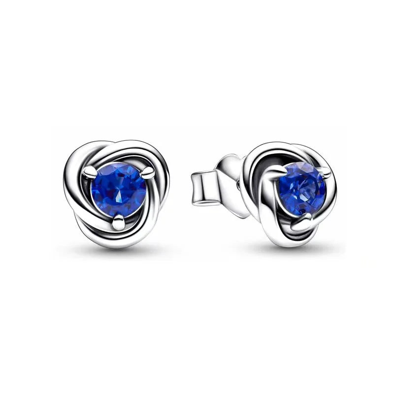European 925 Silver Zodiac Earrings Stud Birthday Stone Suitable for Women's Exquisite Jewelry for Women's Party