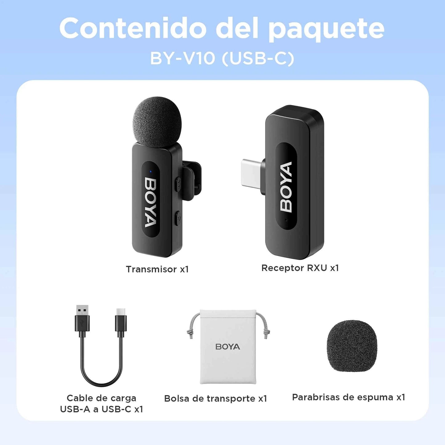 BOYA Wireless Lapel 2pcs Microphone for Android Smartphone Laptop - Omnidirectional USB C Condenser Video Recording Microphone