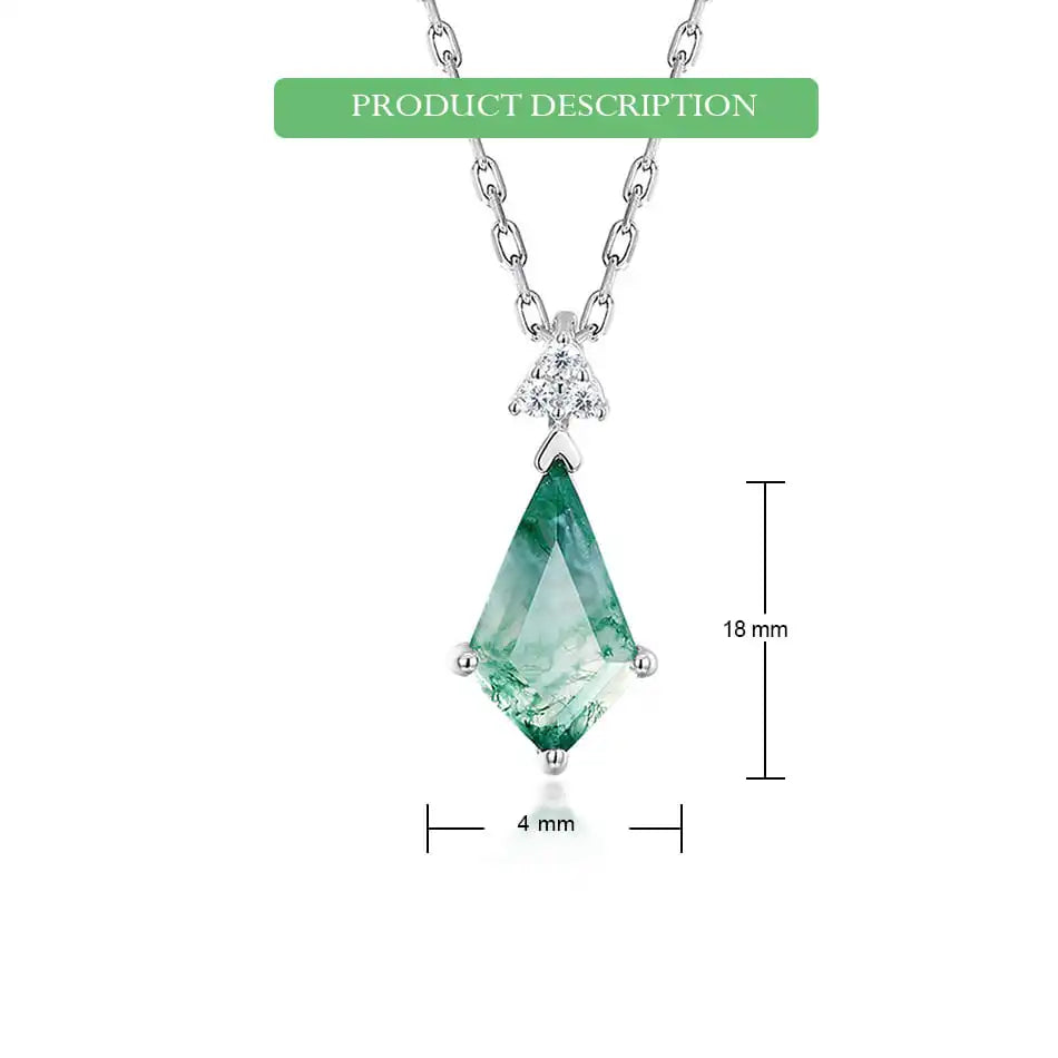 WES 100% 925 Silver Natural Unique Boho Moss Agate Pendant Necklace for Woman Earth Day Forest Jewelry Engagement Gift Wholesale - AMULET RING STORE