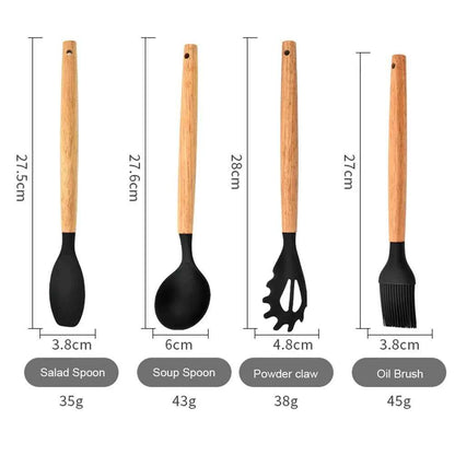 12Pcs Kitchen Utensil Set Silicone Spatula Set Spatula Spoon Brush Whisk Cooking Tools Kit Non-Stick Spatula Set for Kitchen
