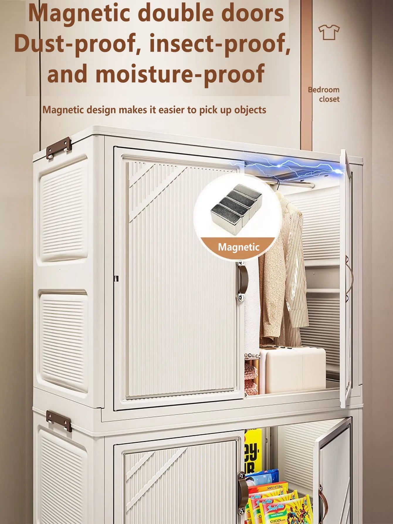 Multi-specification Multifunction White Folding Storage Cabinet Large Capacity Dustproof Wardrobe Storage Box - AMULET RING STORE