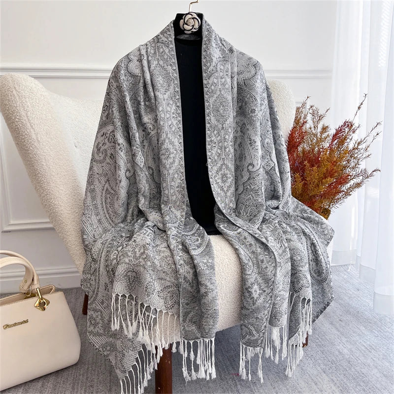Autumn Bohemian Ethnic Paisley Cashmere Shawls Scarf for Women Warm Jacquard Pashmina Scarves Print Design Lady Foulard Stoles - AMULET RING STORE