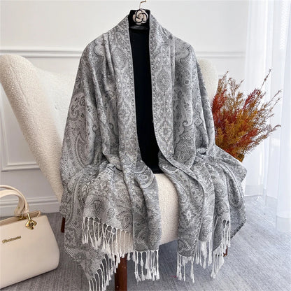 Autumn Bohemian Ethnic Paisley Cashmere Shawls Scarf for Women Warm Jacquard Pashmina Scarves Print Design Lady Foulard Stoles - AMULET RING STORE