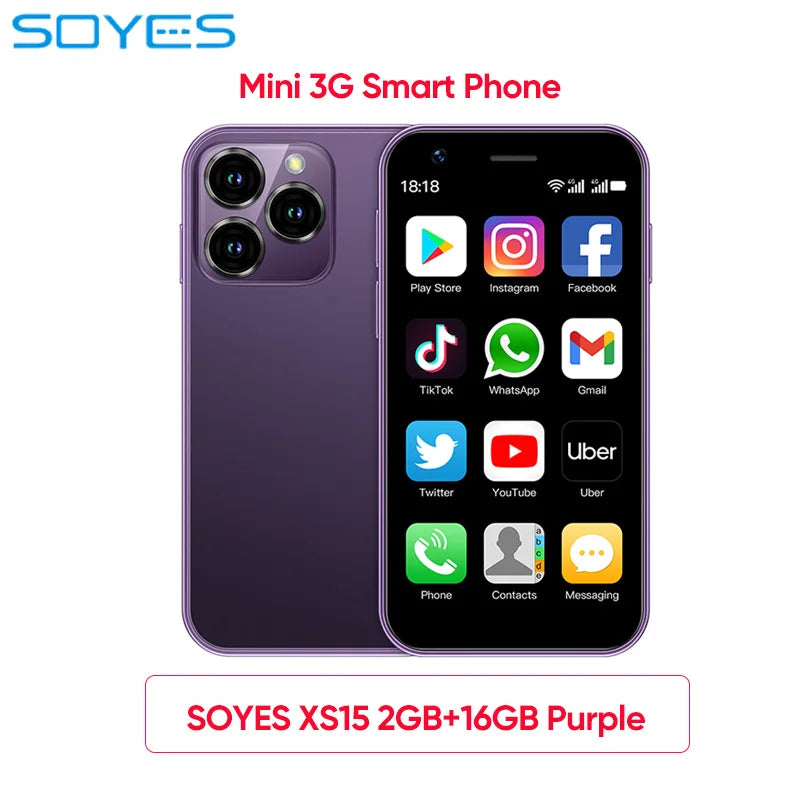 SOYES XS16/XS15 Mini Android Smartphone 3G/4G Network 2GB RAM 16GB ROM 3" Display 5MP Camera Dual SIM With Play Store WhatsAPP - AMULET RING STORE