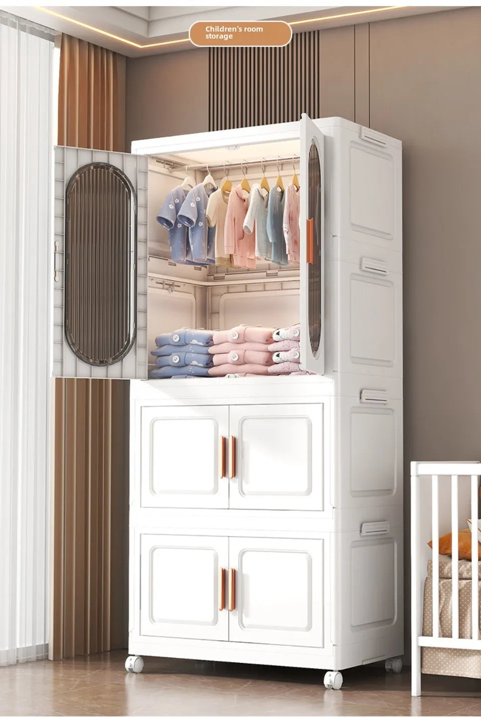 Stackable Large Capacity Fold Storage Box Plastic Clothing Storage Bin with Lid with Wheels Sundries Storages With Double Door - AMULET RING STORE