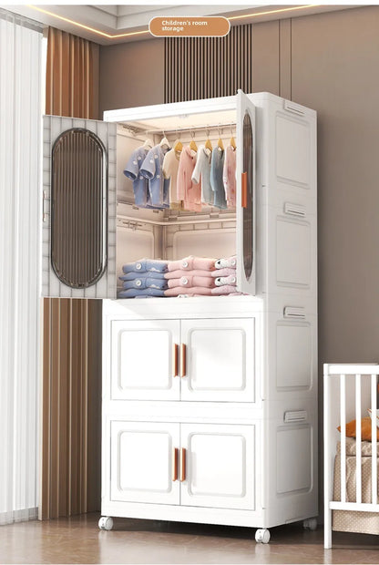 Stackable Large Capacity Fold Storage Box Plastic Clothing Storage Bin with Lid with Wheels Sundries Storages With Double Door - AMULET RING STORE